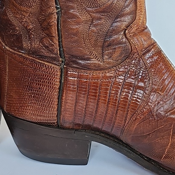 Vintage Dan Post‎ Men's TEJU Lizard Cowboy Boots Brown Size 7.5 D -  1706 - Picture 10 of 16